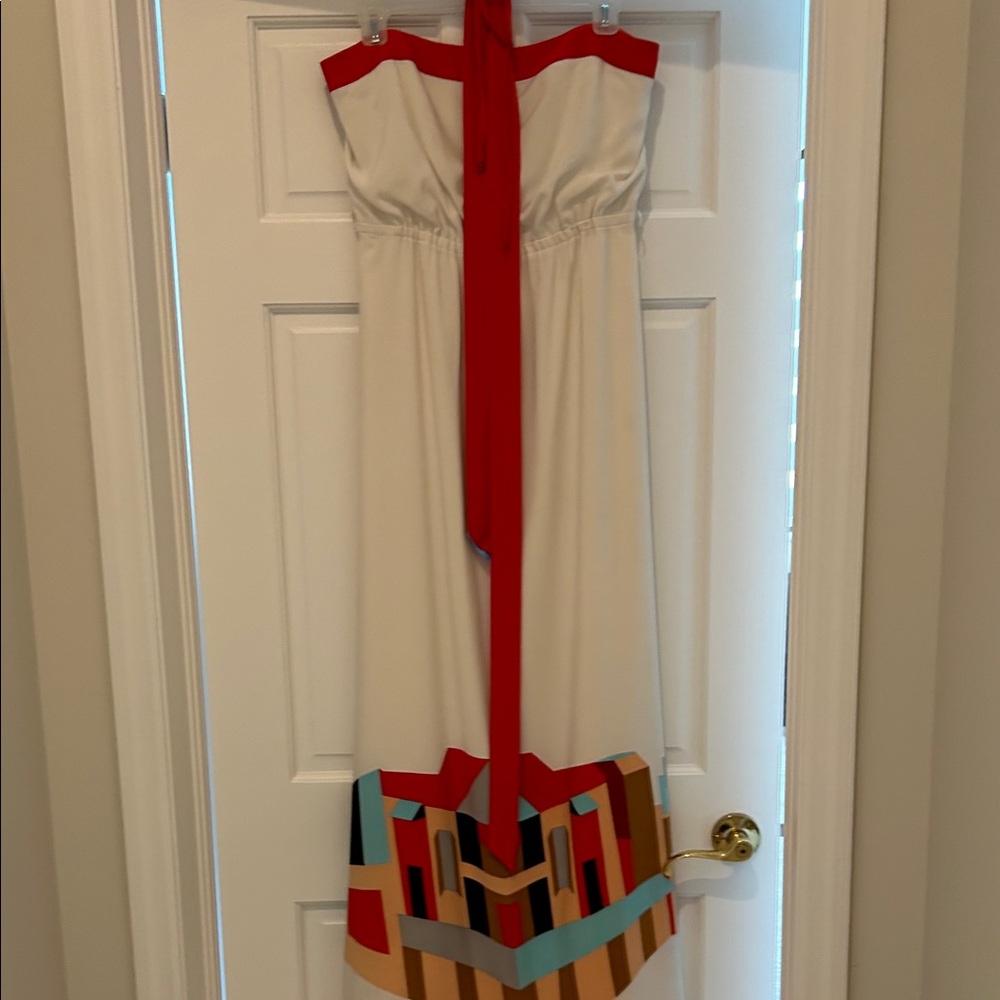 Vince Camuto Red and Cream Maxi Dress